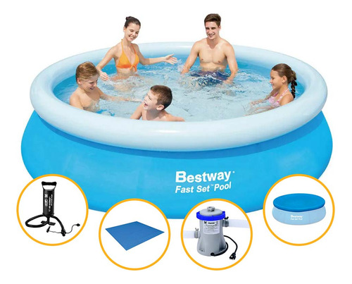 Kit Piscina Inflável Bestway 2.300ls Filtro Capa Bomba Forro