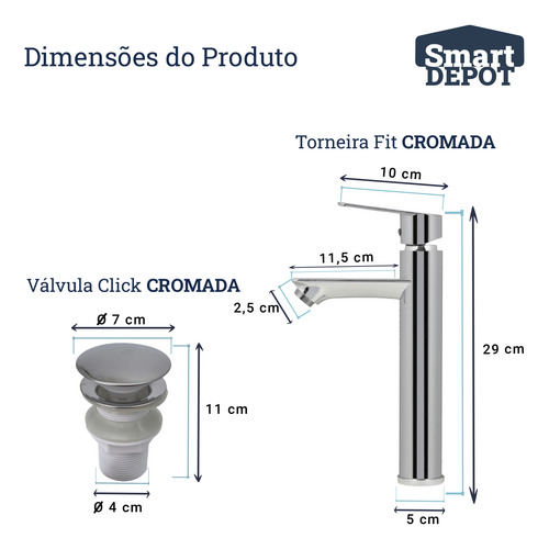 Cuba Completa Banheiro Aton C/ Torneira + Acessórios Cromado