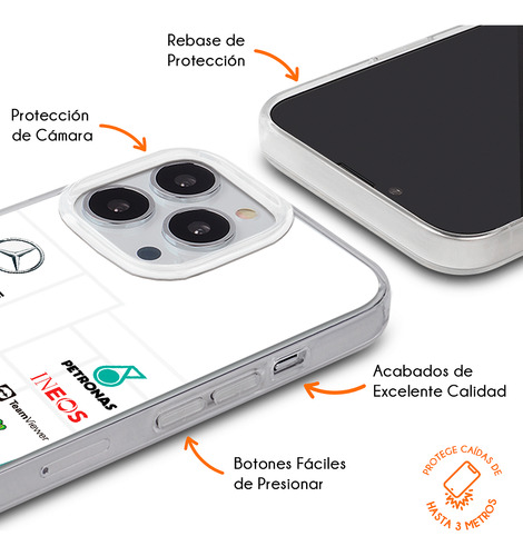 Funda Para Infinix Mercedes Lewis Hamilton F1 Anticaidas Mercedes Petrona Unif. Blanco Hot 50i