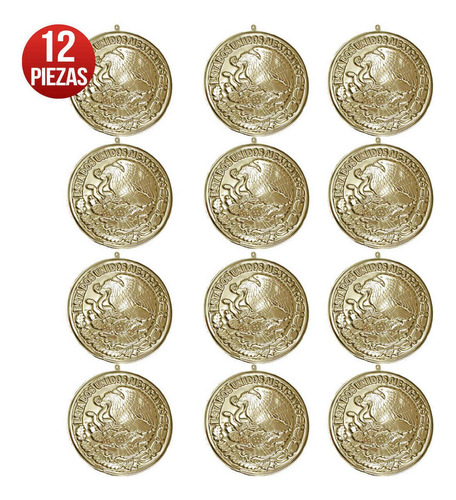 Imagen 1 de 3 de Escudo Nacional Mexicano Plástico 3d Oro Gde 49cm Mylin 12pz