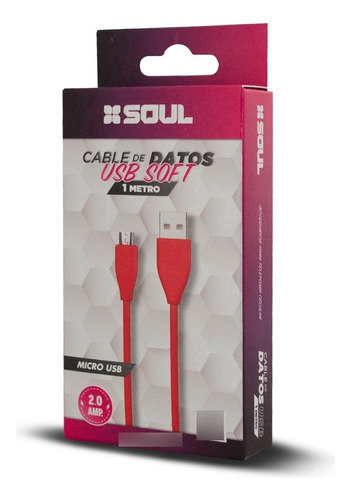 Cable Para iPhone Marca Soul Soft De 1 Metro Carga Y Datos Color Rojo