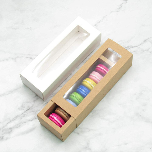 Cajas De Embalaje De Papel Para Macarrones Transparentes, 10