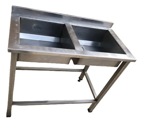 Mesa Nacional En Acero Inox. C/dos Piletas (0.40x0.40x0.25m)