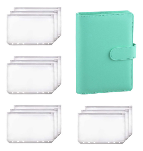 Carpeta A6 Binder Planner, Cuaderno Verde Y 12 Piezas Con 6