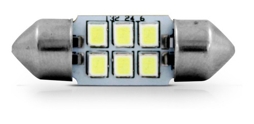 Lâmpada Led Torpedo 6 Leds 12v 32mm Uso Geral Branco