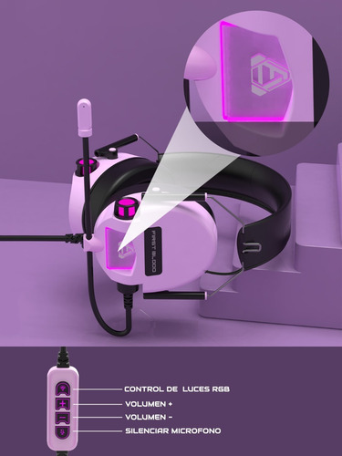 Imagen 8 de 10 de Headset Gamer 7.1 Usb Rgb - Ajazz Ah10 Amarillo