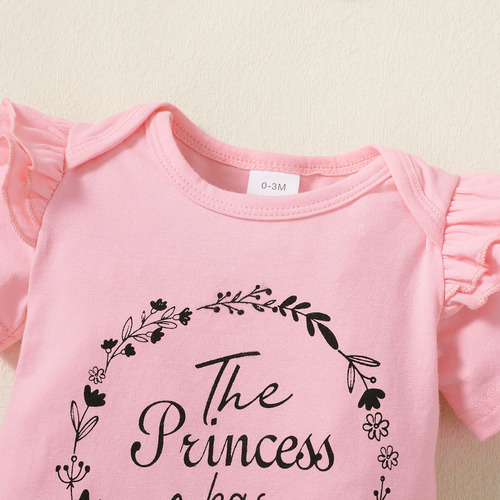 3pcs Conjunto Bebé Con Mameluco Shorts De Lunares Y Diadema Rosa 6-9 M