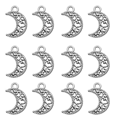 100pcs Plata Antigua Plateado Ahueca Hacia Fuera La Luna En.