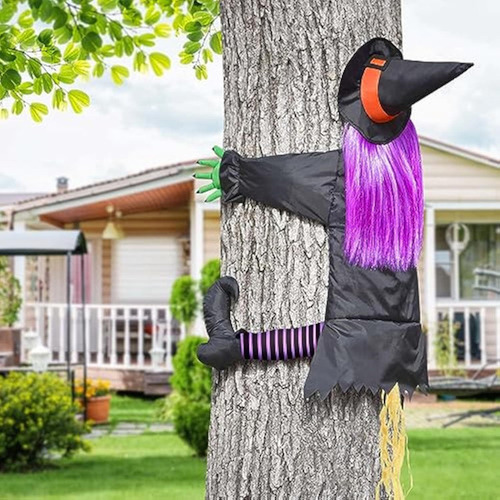 Árbol De Halloween Abrazando Decoración De Brujas