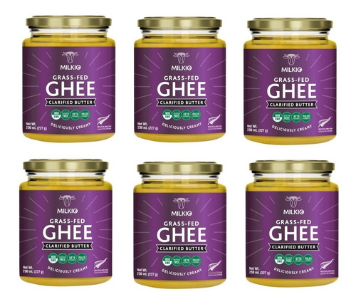 Imagen 1 de 6 de Ghee Grass Fed Pack 6 X 250ml Kosher Halal Glunten Free