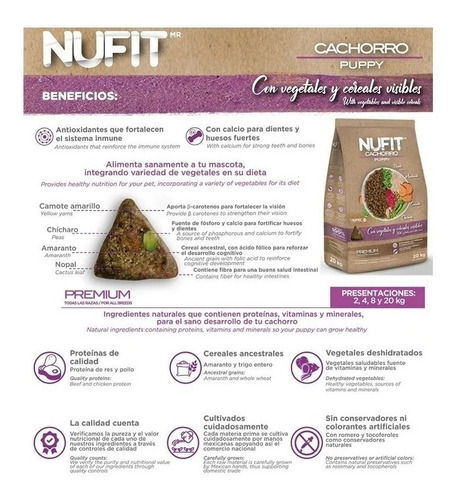 Imagen 5 de 6 de Croqueta Alimento Perro Cachorro Premium Nufit By Nupec 20kg