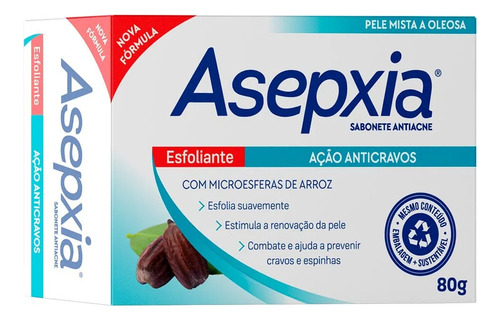 Asepxia Sabonete Antiacne Esfoliante Ação Anticravos 80g