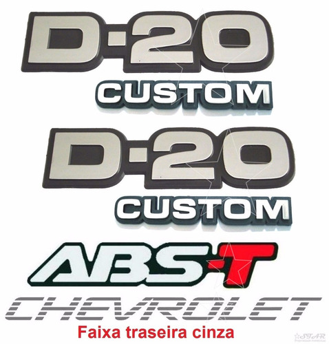 Emblemas D20 Custom + Abst + Faixa Cinza - 1993 À 1997