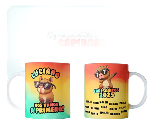 Taza Egresaditos 2025 Capibara En Polimero (plastico) Blanco Egresaditos 2025 Capibara