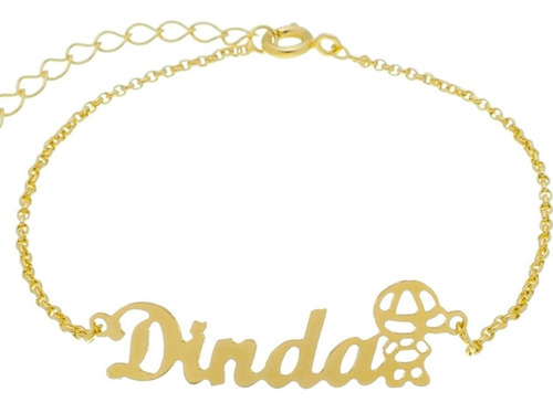 Pulseira Madrinha  Dinda Menino Menina  Folheado A Ouro 18 K