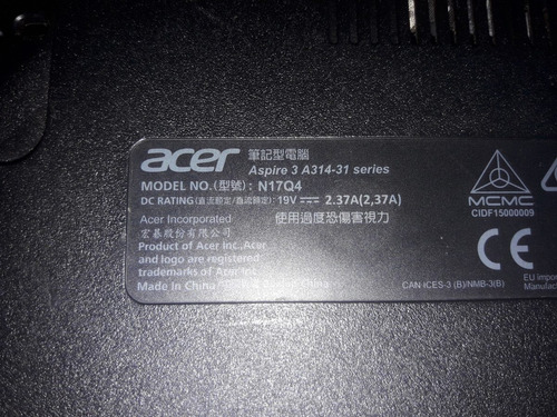 Desarme Notebook Acer Aspire 3 A314-31 (Usado)