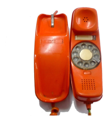 Telefono De Disco Itt, Estilo Gondola, Color Naranjo Años 70