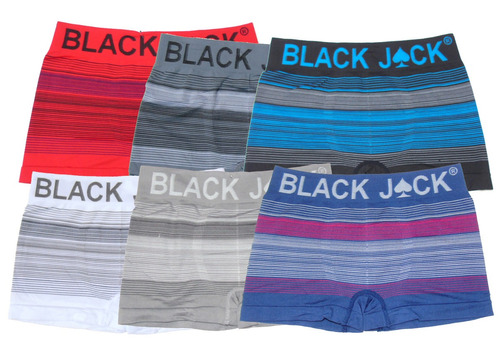 Kit Com 12 Cuecas Boxer Black Jack