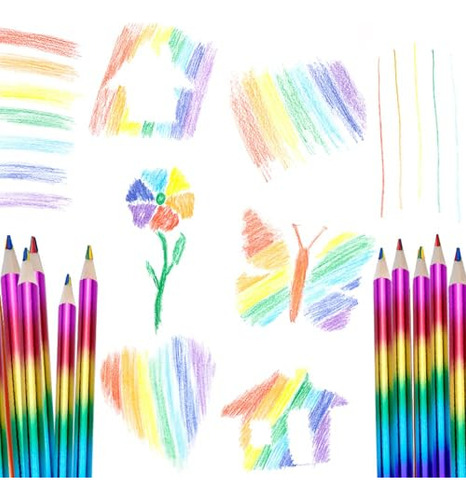 Lápices De Colores Arcoíris Multicolor Con Sacapuntas, A Gra