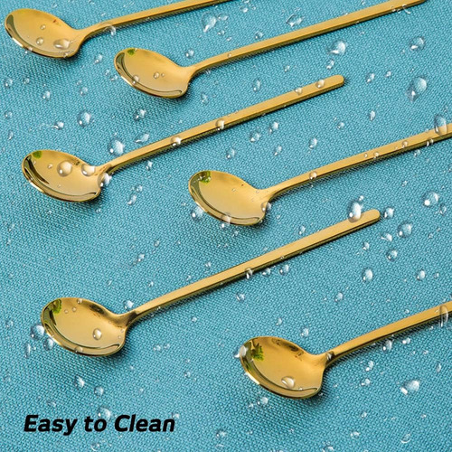 8 Cucharas De Espresso Chapadas En Oro Para Café Y Postres,