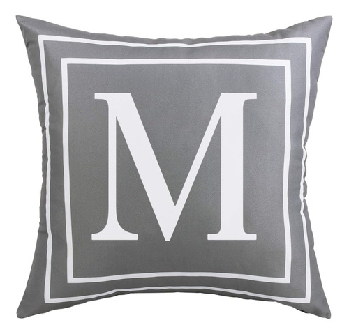 Gray Pillow Cover English Alphabet M Throw Pillow Case ...