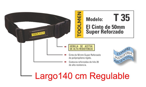 Imagen 3 de 7 de Cinturon Porta Herramientas Toolmen T920 Con Tapa + T35