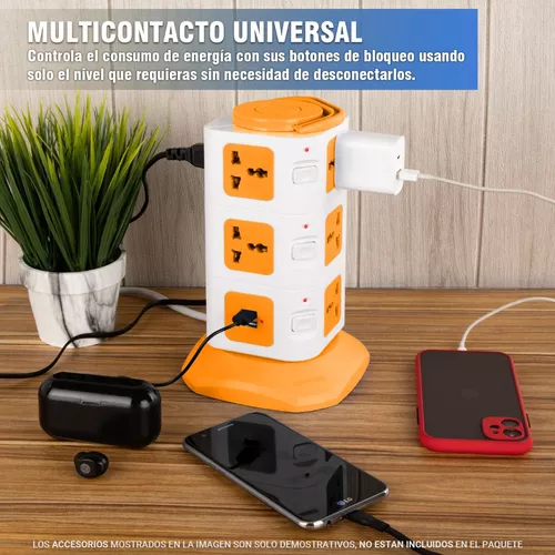 Torre multicontacto con 11 enchufes tomacorrientes y 2 puertos usb con  interruptor / vertical socket – Joinet