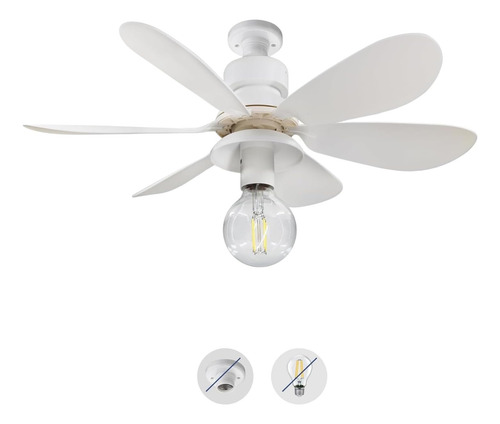 Ventilador De Techo 16.5 Foco Desmotable (foco No Incluido)