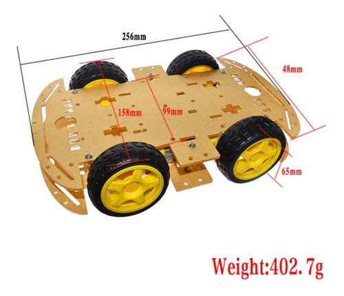 Chasis Carrito 4 Llantas Arduino 4wd Seguidor Linea