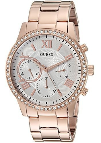 Reloj Casual Cristalino De Acero Inoxidable De Guess Para Mu