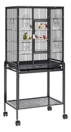 Jaula Para Aves 137cm Acero Con Ruedas Y Bandeja Hb Color Negro