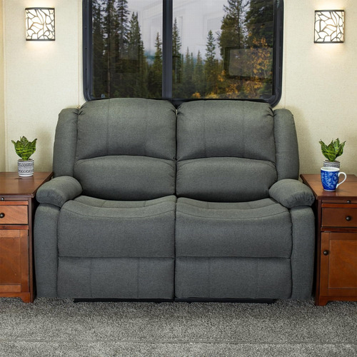 Sofá Reclinable Biplaza Rv; Recpro; Tela Suprima; Gris Fósil