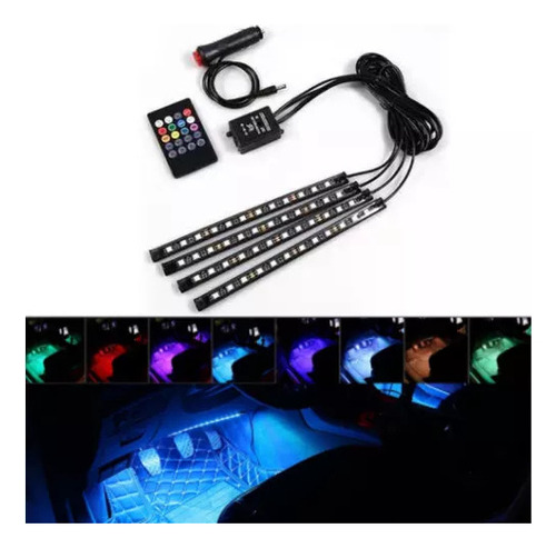 Tira De 48 Luces Led Rgb C/control Remoto P/interior De Auto