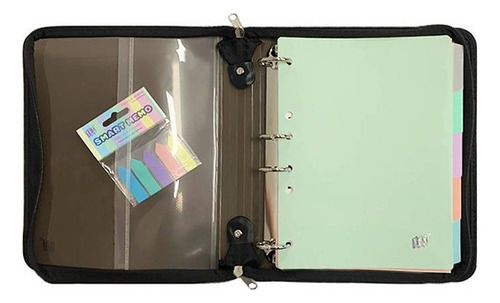 Fichário 4 Argolas B5 Colegial Com Zíper Cristal/fumê Yes Cor Fumé