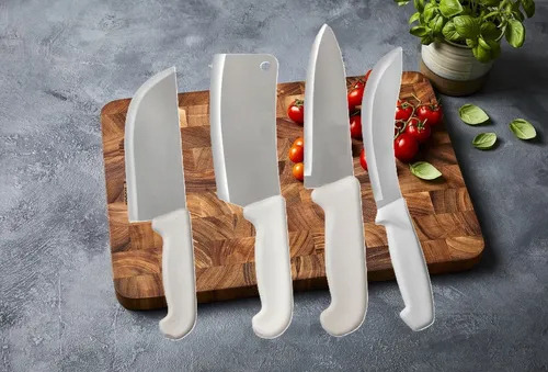 Cuchillos Profesionales Set Con Juego De 4 Piezas Cocina Carnicero Chef Pescado Pan Filetero Hacha 6.5, 6.2 6, 6 Pulgadas Resistentes Acero Inoxidable Color Blanco Yesh Market Modelo 3369