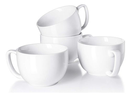 Juego De Tazas De Café Gigantes De Porcelana Blanca De 4 A 1