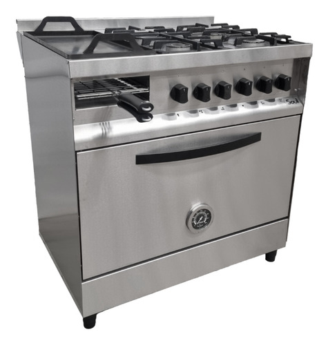 Cocina Industrial Soul 4 Hornallas Multigrill Plancha 82 Cm Color Plateado