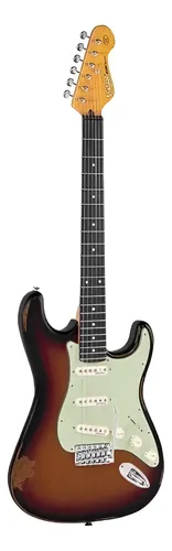 Guitarra Vintage Icon V6mr Ssb Strato Relic Sunset Sunburst