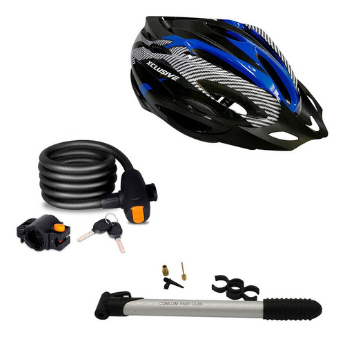 Kit Xclusive Casco Mtb L, Inflador Y Cadena De Seguridad