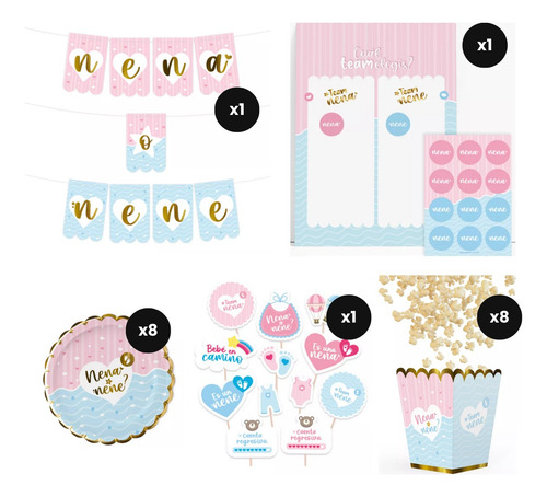 Set De Revelación De Genero/sexo Baby Shower Nacimiento
