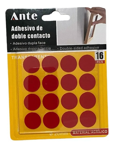 Adhesivo Doble Contacto 20mm Acrilico 16pcs Transpa. 