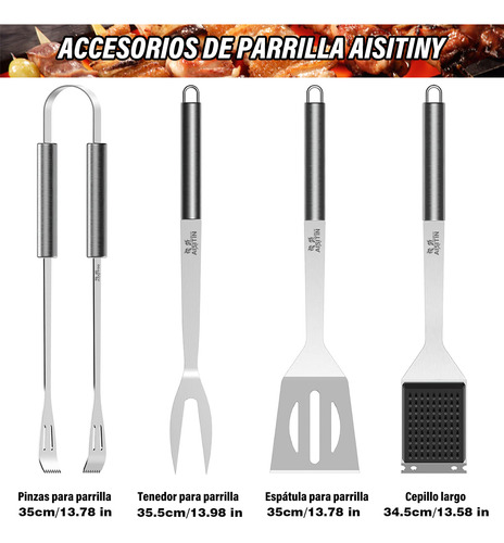Kit Utensilios Parrillas Barbecue De Acero Inoxidable 25pcs