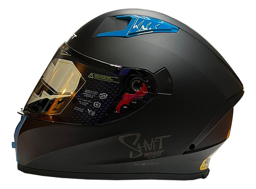 Casco Para Moto Shaft 526 Solid Negro Con Azul - Nanymotos