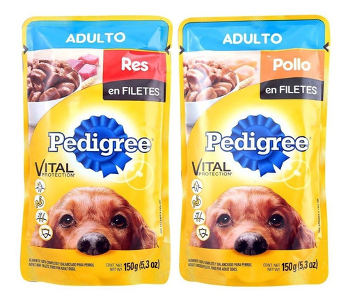  12 Sobres Pollo / Res Pedigree Adulto De 150gr