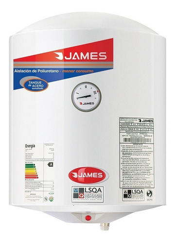 Termotanque eléctrico James Cilíndrica Acero Convencional 40 L blanco 230V