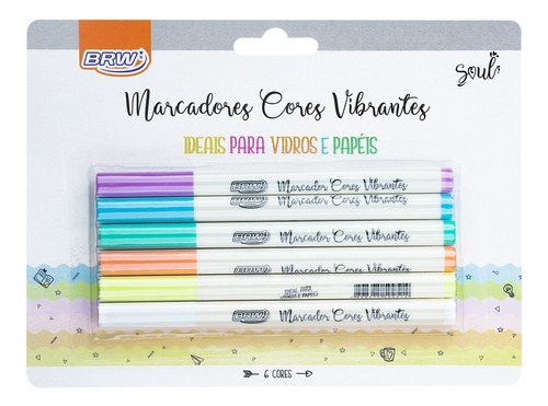 Fibrones Marcadores Colores Vibrantes Blister 6 Colores Brw