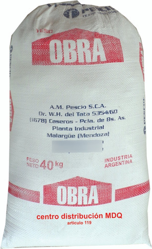 Yeso Obra Yeseria Tradicional Bolsa 40 Kg. Pescio