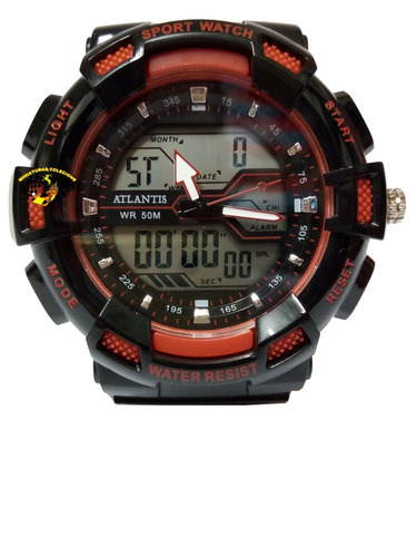 Relógio Masculino Atlantis G5553 Vermelho Esportivo Anadigi