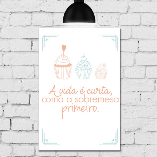Imagem 3 de 6 de Placas Decorativas Cozinha Drinks E Desserts 20x30cm Kit 4un