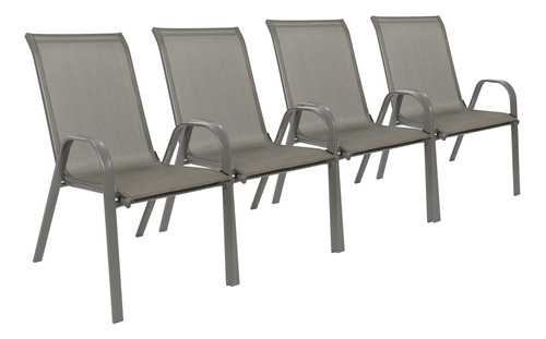 Set X4 Sillón Silla Acero Pintado Reforzado Apilable Ct